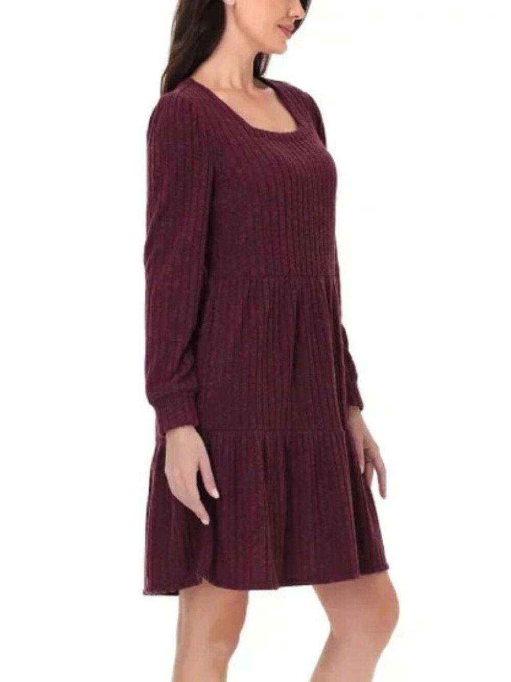 Frye Women's Size XL Dark Red Ribbed Knit Long Sleeve Sweater Dress NWT